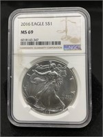 2016 Silver Eagle Cased & Graded
