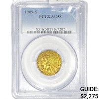 1909-S $5 Gold Half Eagle PCGS AU58