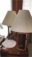 2 Candle Light Table Lamps with Amber Glass 22in