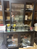 Wood Cabinet Glass Door w/ Upper Glass Door Hutch