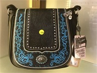 BLACK & AQUA CONCEAL CARRY SHOULDER BAG