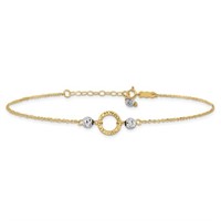 14k- Two-tone Circle Bead Anklet Bracelet