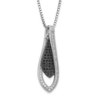 Sterling Silver- Black Austrian Crystal Necklace