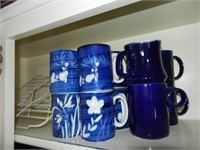 Blue and White Coffee Cups & Shelf Organizers