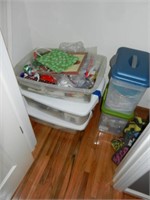 Christmas Totes on Floor in Hall Closet
