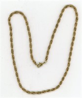 Gold Twisted Braided Chain Necklace 18”