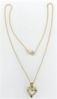 Sterling Gold Tone Necklace & Pendant 16”
