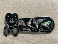ABALONE MEXICO SILVER CAT PIN