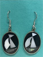 MOTHER OF PEARL MEXICO SILVER EARRINGS