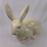 12" Ceramic bunny rabbit with pink eyes