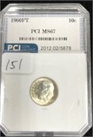 1960 silver Roosevelt Dime PCI MS67 Full Torch