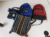 Four Backpacks and Bags