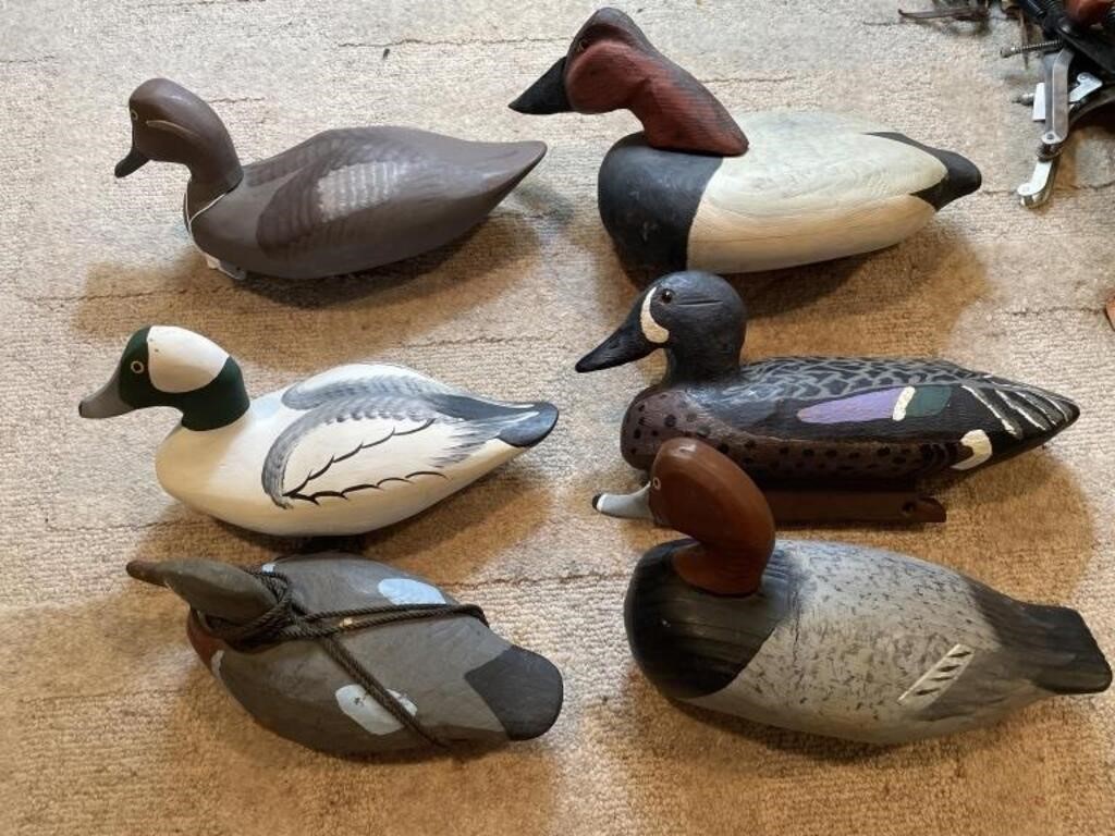 Set of Six Vintage Wooden Duck Decoys
