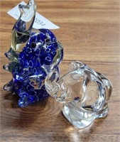 CLEAR AND COLORED ART GLASS ELEPHANT PAPERWEIGHTS