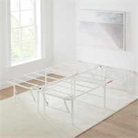 Foldable 18" White Steel Platform Bed Frame, Queen