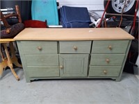 Dresser green light wood top need new drawer pulls