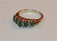 10kt yellow gold Emerald & Diamond Ring made in