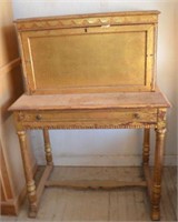 GOLD ANTIQUE PATINA DESK WITH DROP FRONT & DRAWER