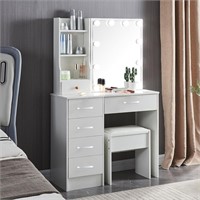Vanity Desk with 10 Lights and Mirror