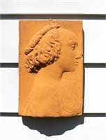 French Terracotta Wall Plaque of Lady