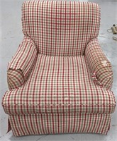 Upholstered Arm Chair, Red & Green Plaid Cage