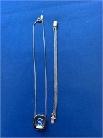 AVON Initial necklace and silver & gold tone