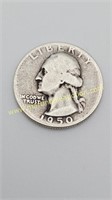 1950 S Silver Washington Quarter