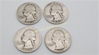 4) 1953 D Washington Silver Quarters
