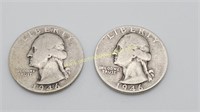 2) 1946  Silver Washington Quarters