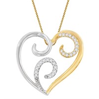 10k Two-tone Gold .10ct Diamond Heart Necklace