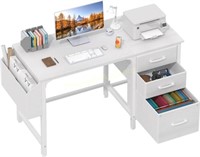 White Computer Desk  47Inch with File Drawers