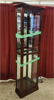 Glass China cabinet with light. 19"x9.5"x72"