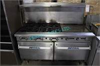 1X,IMPERIAL 6 BURNER 24" GRIDDLE DBL OVEN- WORKING