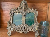 Ornate heavy double picture frame