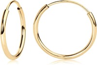 14k Gold Endless Hoop Earrings (12mm -Diameter)