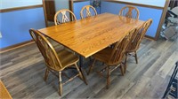Oak Dining Table and 6 Chairs Set -  Approximately