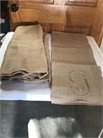 Burlap Table Cloth and Table Runner Initialed "G "