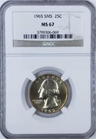 1965 SMS Washington Quarter NGC MS-67