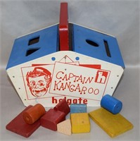 Vtg Holgate Captain Kangaroo Wood Block Sorter Toy