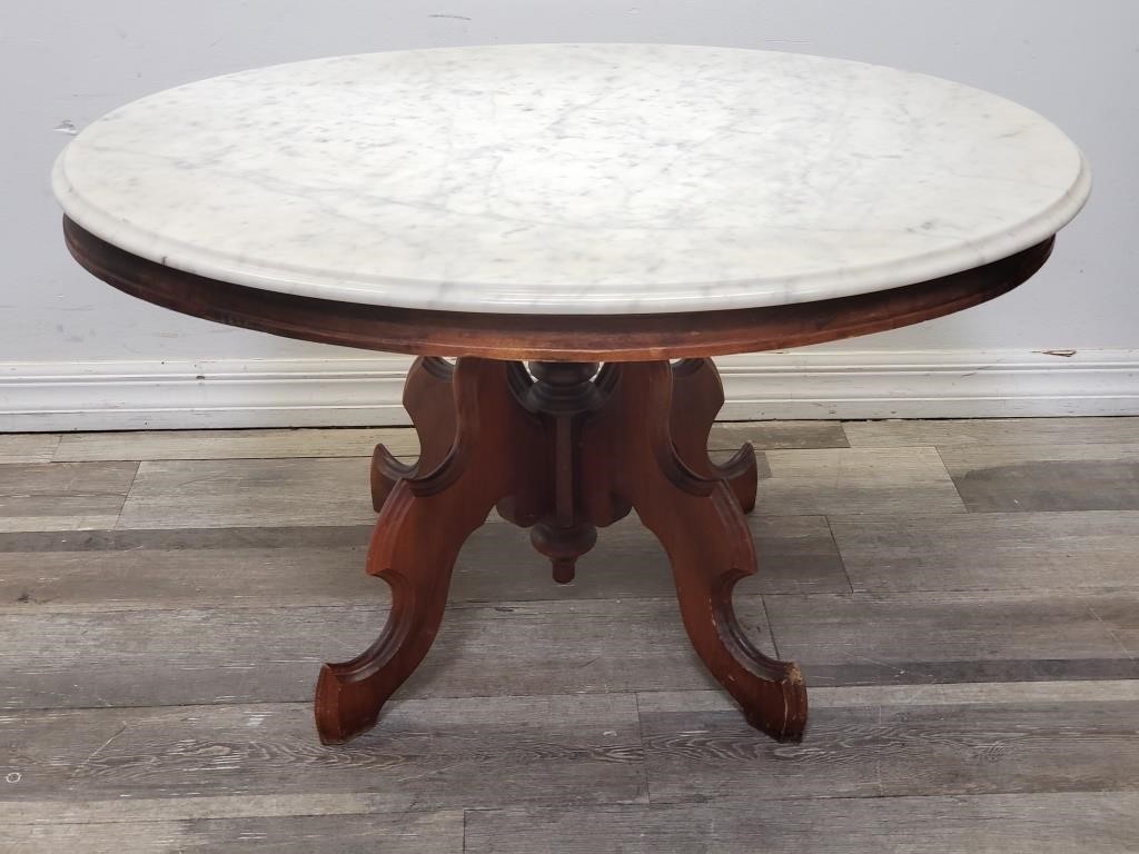 Victorian marble-top oval coffee table