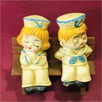 Vintage Salt & Pepper Shakers & Holder