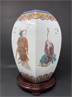 Chinese Hexagonal Vase with Stand  B