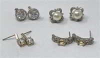 Fancy Sterling Silver Earrings with Stones