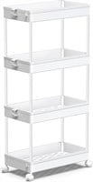 SPACEKEEPER 4-Tier Mobile Cart  White.