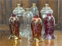 Seven Antique Glass Hurricane Shades