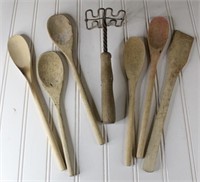 Potato Masher & Wooden Spoons