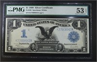 1899 $1 SILVER CERTIFICATE BLACK EAGLE PMG 53EPQ