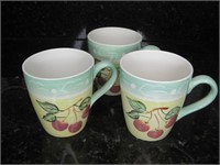Three 4.5" Hand Painted Fruit Sorbet Cups
