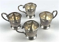 (4) Sterling Silver Vintage Candle Teacups