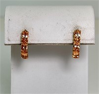 Sterling Morganite Hoop Earrings 3 Grams